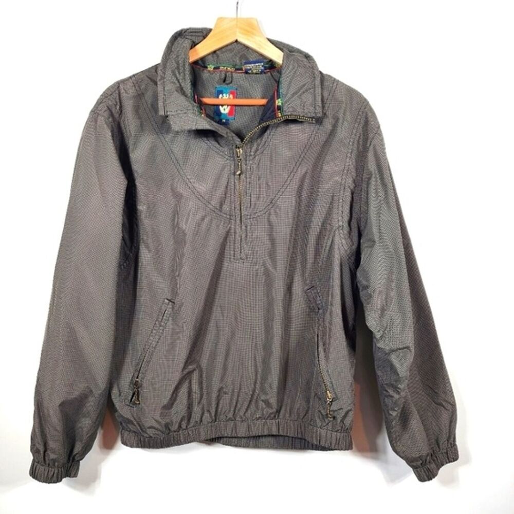 Sunice Golf Grey Plaid Pullover 1/2 Zip Jacket Size Medium